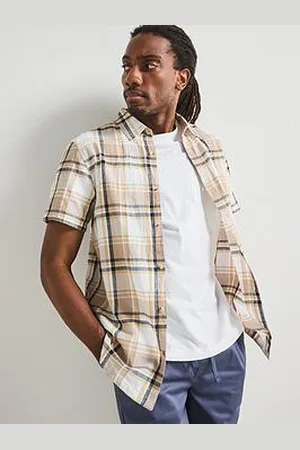 Very Man Short Sleeve Check Shirt - Stone
