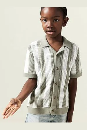 River Island Boys Stripe Summer Shirt - Khaki/Cream
