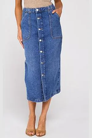 Very Denim Button Through Skirt