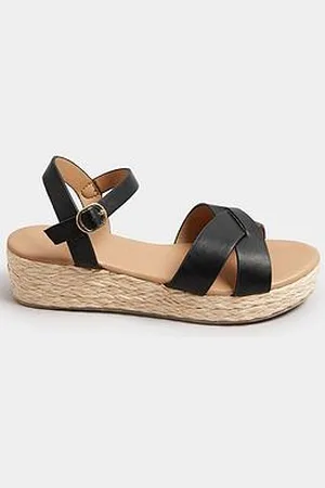 Yours Extra Wide Fit Cross Espadrille Wedge