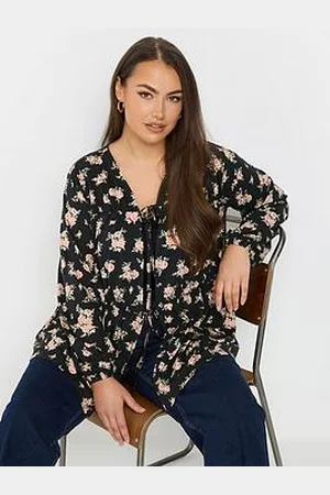 Yours Curve Tie Front Floral Blouse