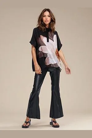 Religion Jade Floral Placement Shirt Blouse