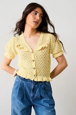 Very V Neck Frill Cardigan