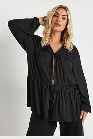Yours Curve Tie Front Gathered Peasant Blouse