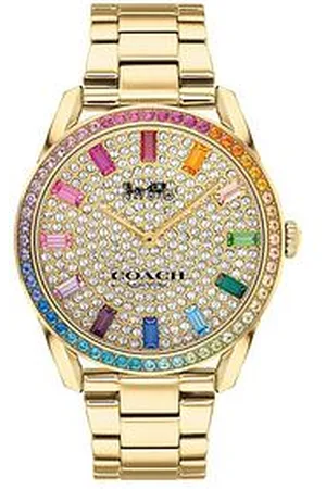 Coach Preston Stainless Steel With Rainbow Crystal Bezel And Pave Dial Watch
