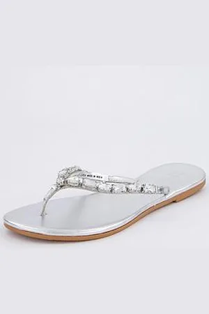 Very Embellished Toe Post Leather Sandals