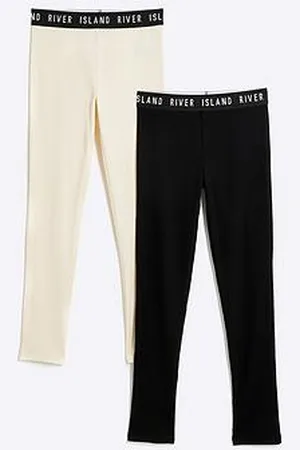 River Island Girls Ri Waistband Legging 2 Pack - Beige/Black