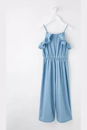 Very Girls Chambray Wide Leg Jumpsuit