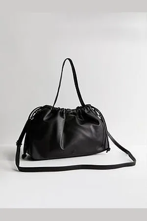 New Look Pebbled Faux Leather Drawstring Hobo Bag