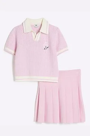 River Island Girls Sporty Polo Skirt Set - Pastle Pink
