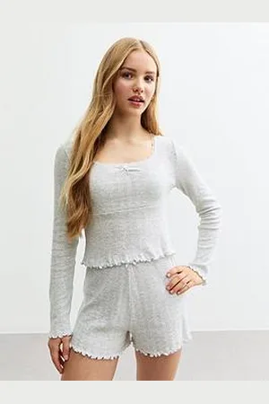 New Look Girls Heart Pointelle Top And Shorts Pyjama Set
