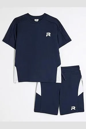 River Island Boys Piped T-Shirt And Shorts Set