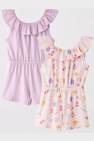 Everyday Basic Girls 2 Pack Butterfly And Floral Printed Playsuits