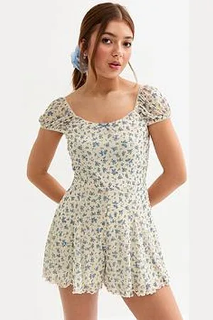 New Look Girls Ditsy Print Godet Playsuit