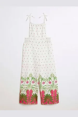River Island Girls Tropical Palm Beach Jumpsuit