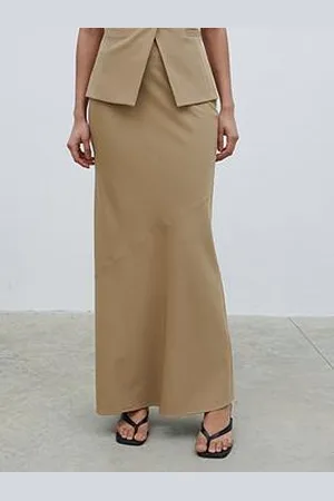 Pretty Lavish Jean Asymmetric Maxi Skirt - Camel