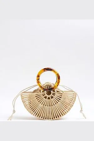 River Island Wooden Basket Bag