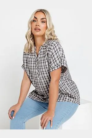 Yours Textured Notchneck Blouse - Grey