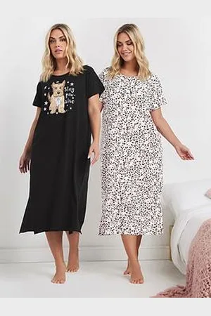 Yours Curve 2 Pack Stay Pawsitive Midaxi Nightie - Multi