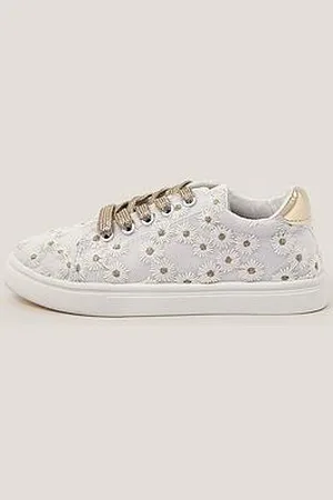 Monsoon Girls Floral Embroidered Trainers
