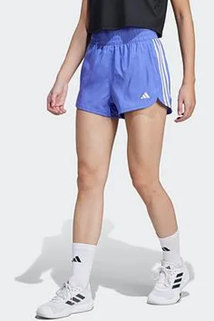 adidas Womens Training Pacer Woven High Waist 5 Inch Shorts - Blue