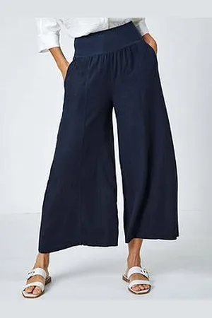 Roman Linen Blend Stretch Waist Culottes