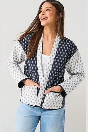JDY Printed Quilted Jacket - Black/White