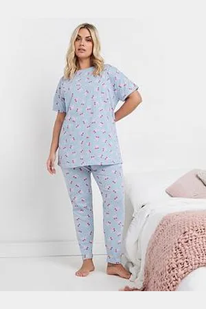 Yours Curve Cherry Bows Tapered Pj Set