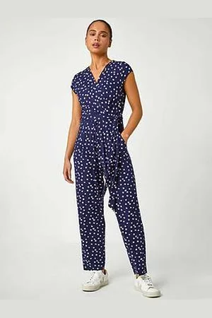 Roman Petite Polka Dot Stretch Jumpsuit