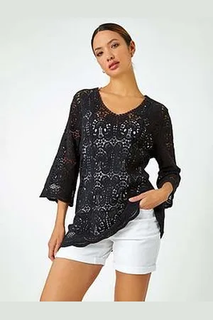 Roman Cotton Crochet Tunic Top