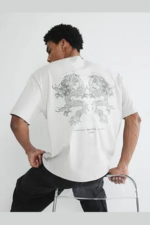 River Island Oversized High Build Dragon Back Graphic T-Shirt