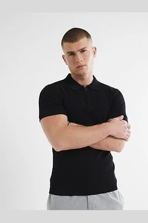 River Island Muscle Fit Textured Knitted Polo Shirt
