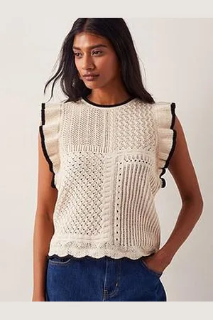 Monsoon Ray Ruffle Knit Tank Top - Ivory