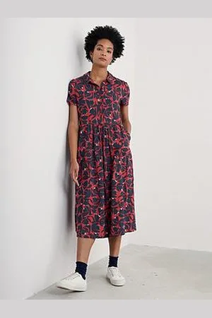 Seasalt Cornwall Floral Jersey Shirt Dress - Red