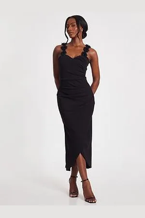 Quiz Floral Trim Midaxi Dress