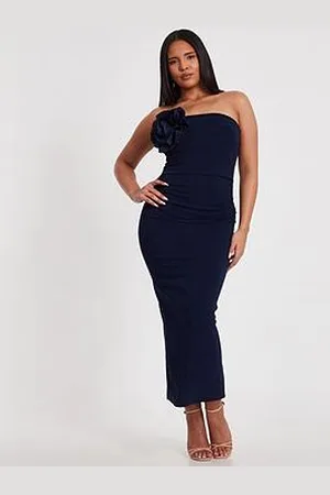 Quiz Navy Flower Embellished Midaxi Dress