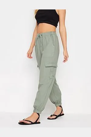 PixieGirl Petite Sage Linen Blend Cargo Trousers