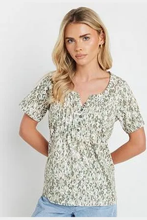 M&Co Short Sleeve Cotton Henley Top