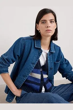 Seasalt Cornwall Relaxed Collared Denim Jacket - Navy