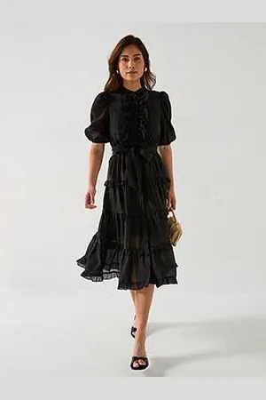 Very Scallop Tiered Midi Dress