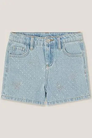 Monsoon Girls Rhinestone Butterfly Denim Shorts