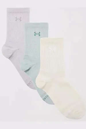 Under Armour Womens Essential Mid Crew 3 Pack Socks - Grey