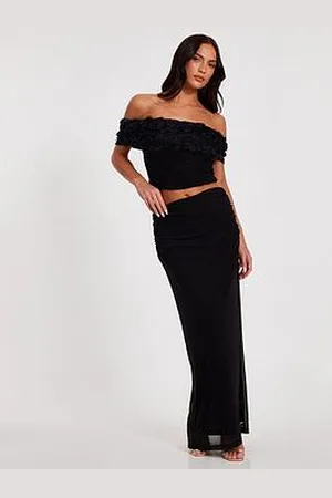 Quiz Mesh Ruched Midaxi Skirt