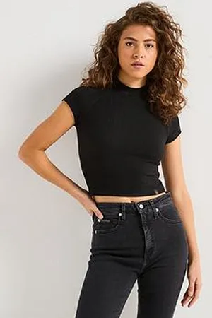 Calvin Klein Ribbed Mock Neck Top