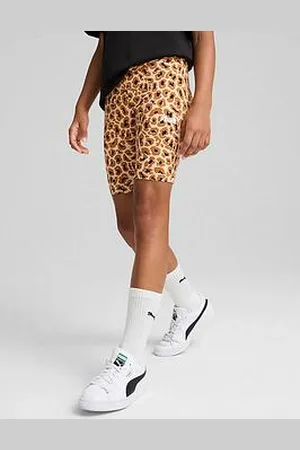 PUMA Junior Girls Animal Print Shorts - Brown