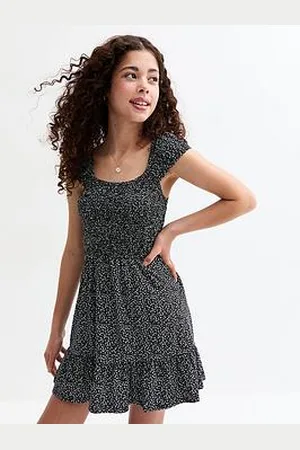New Look Girls Floral Print Shirred Mini Dress