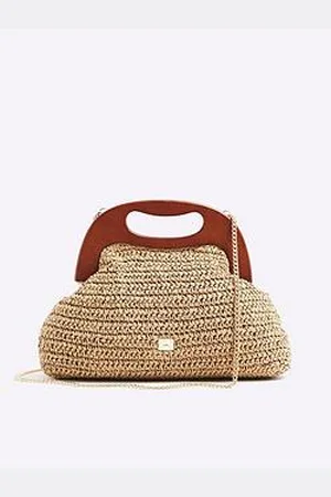 River Island Raffia Frame Clutch