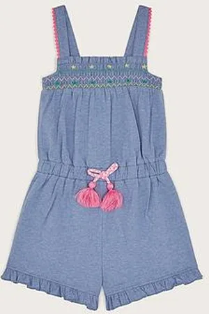 Monsoon Girls Marl Embroidered Playsuit