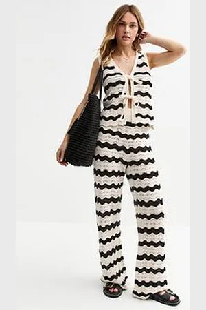 New Look Wavey Open Knit Wide Leg Trousers