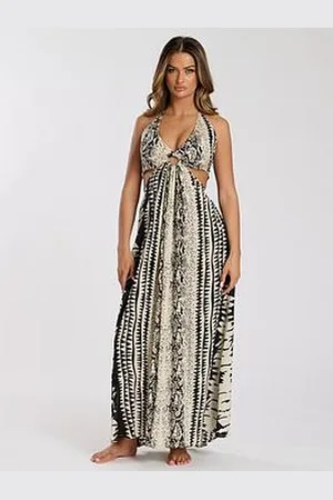 South Beach Printed Halter Neck Ring Detail Beach Maxi Dress